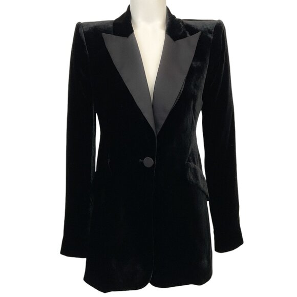 L'Agence Black Velvet Sheila Tux Blazer - Picture 1 of 4